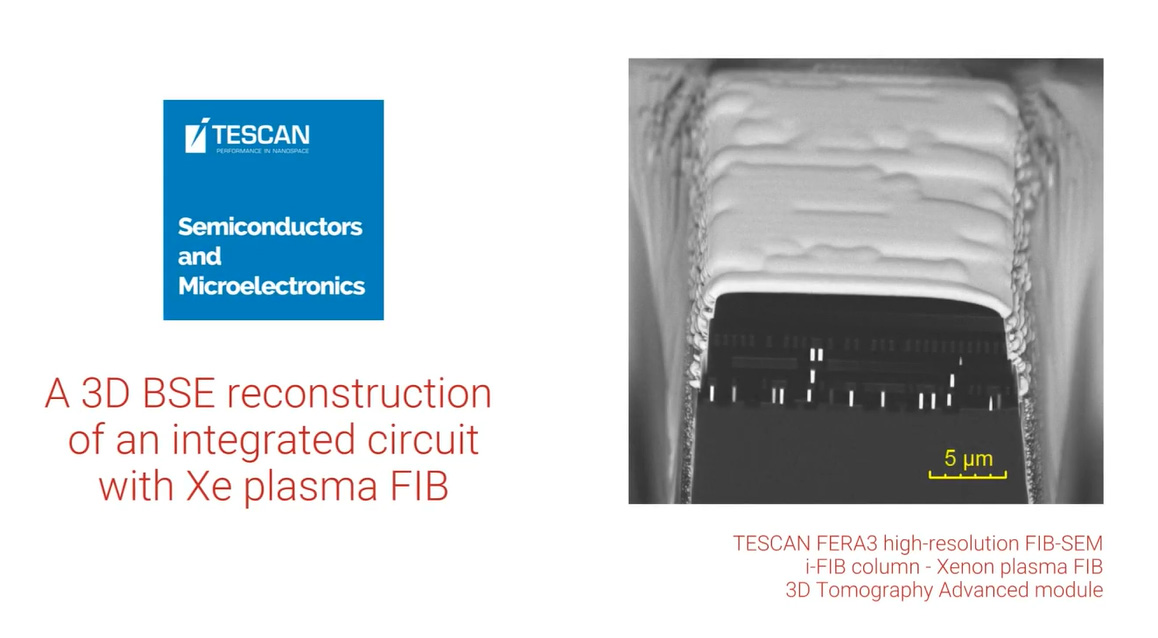 Трехмерная реконструкция интегральной микросхемы с помощью двухлучевого микроскопа с плазменной ионной колонной TESCAN FERA3.